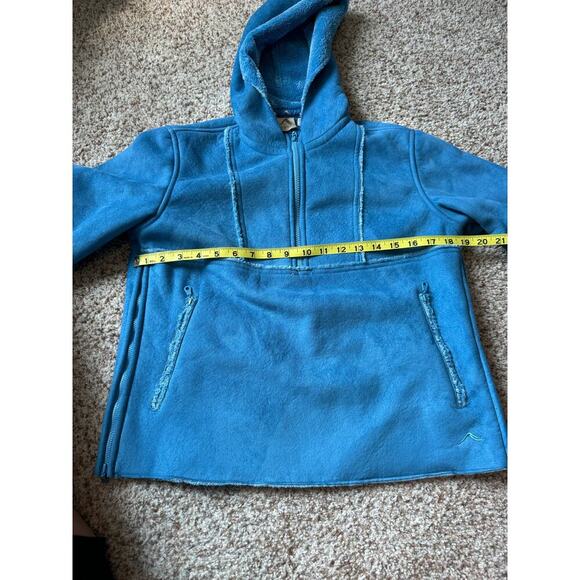Tsunami Blue faux suede faux fur 1/2 zip pull over, sweater/jacket/coat size sm - Picture 5 of 11